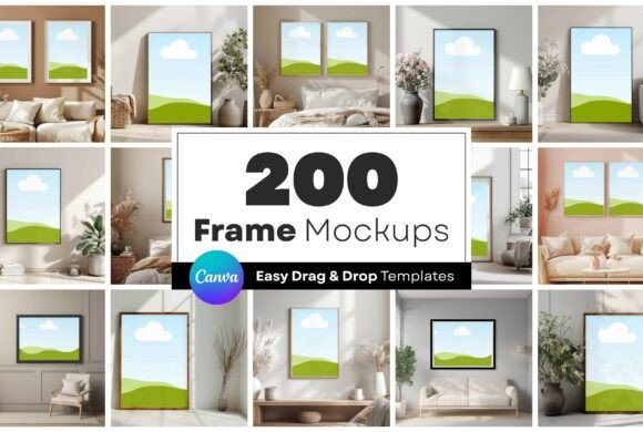 200 Frame Mockups: A Canva Template Bundle for Faster Design